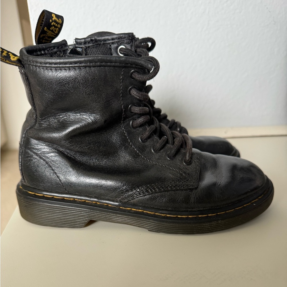 Dr Martens kids black lace up combat boots